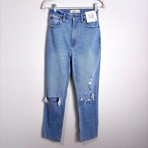 NWT Abercrombie & Fitch Curve Love The Ankle Straight Ultra High Rise Jeans 25